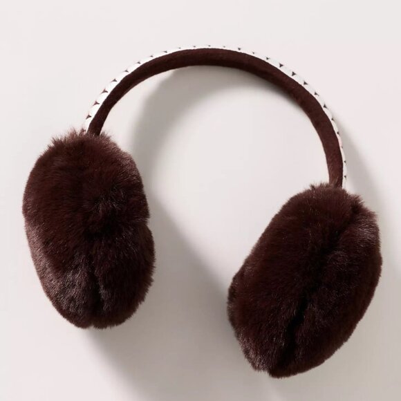 NWT Anthropologie Violet & Brooks Embroidered Faux Fur Earmuffs Espresso main image 5